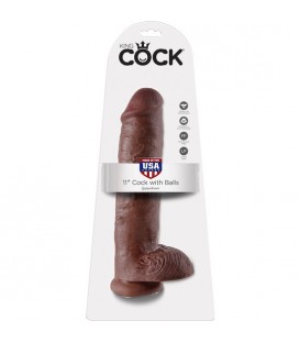 KING COCK CONSOLADOR REALISTICO CON TESTICULOS 28 CM MARRON
