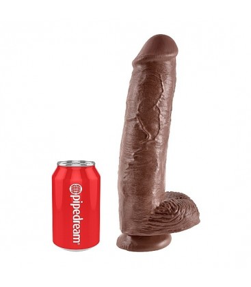 KING COCK PENE REALISTICO CON TESTICULOS 28 CM MARRON