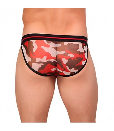 MALE POWER SLIP ESTAMPADO CAMUFLAJE TRANSPARENCIA ROJO