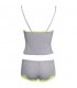 SERAPHINA CONJUNTO TOP Y SHORT GRIS CON ENCAJE AMARILLO