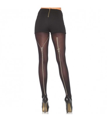 LEG AVENUE MEDIAS OPACAS CON DETALLE CREMALLERA NEGRAS