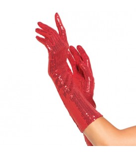 LEG AVENUE GUANTES DE LENTEJUELAS DE COLOR ROJO