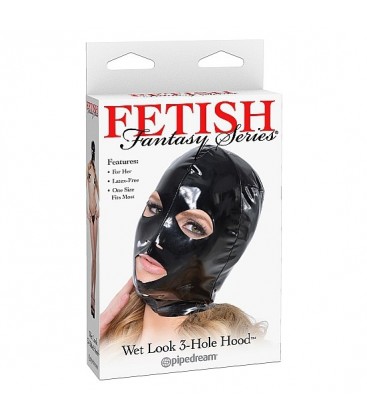FETISH FANTASY MASCARA CON 3 ABERTURAS EFECTO MOJADO PARA ELLA