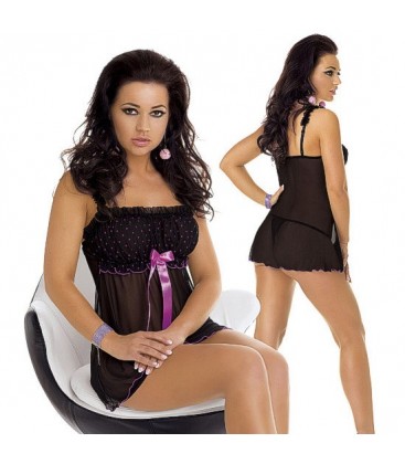 PICARDIAS NEGRO TRANSPARENTE CON TANGA