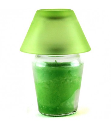 LaMPARA DE CRISTAL CON VELA VERDE