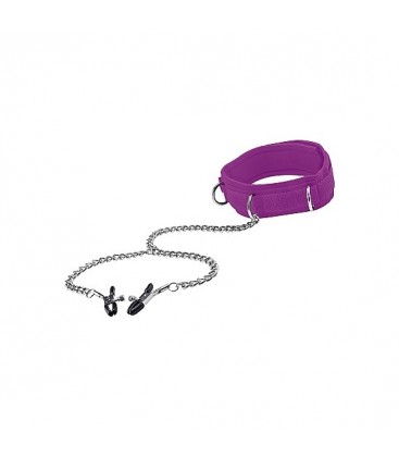 OUCH COLLAR CON PINZAS PARA PEZONES MORADO