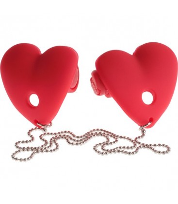 PEZONERAS CORAZoN CON VIBRADOR ROJO