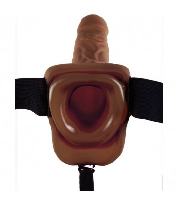 PENE REALiSTICO VIBRADOR CON ARNeS 24 CM MARRoN