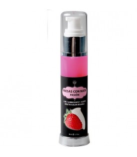 LUBRICANTE Y ACEITE 2 EN 1 EFECTO CALOR FRESAS NATA, 50 ML.