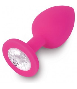 PLUG ANAL JEWELLERY DE SILICONA FUCSIA / DIAMANTE