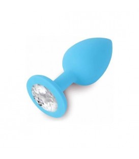 PLUG ANAL JEWELLERY DE SILICONA AZUL / DIAMANTE