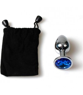 PLUG ANAL METAL PEQUENO AZUL CON BOLSA