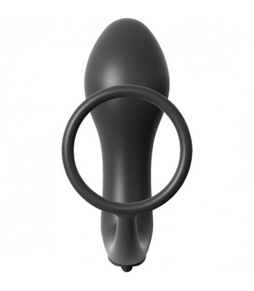 PLUG ANAL VIBRADOR CON ANILLO PARA EL PENE NEGRO