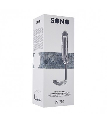 SONO N 34 EXTENSOR PARA EL PENE ELaSTICO CON PLUG TRANSPARENTE