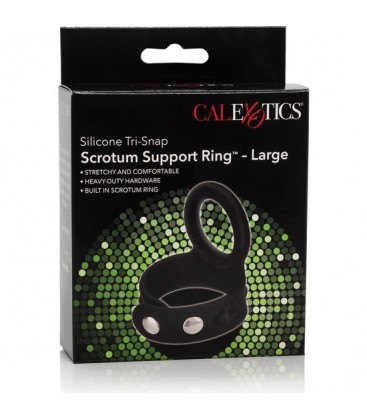 TRI SNAP SCROTUM SUPPORT ARNeS DE SILICONA NEGRO TALLA L