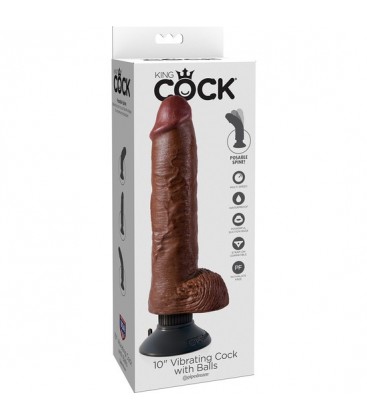 KING COCK PENE REALiSTICO VIBRADOR 255 CM MARRoN