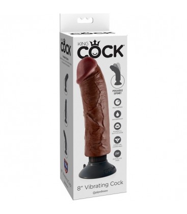 KING COCK PENE REALiSTICO VIBRADOR 20 CM MARRoN