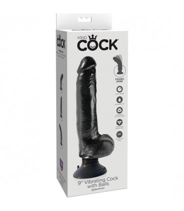 KING COCK PENE REALiSTICO VIBRADOR CON TESTiCULOS 23 CM NEGRO