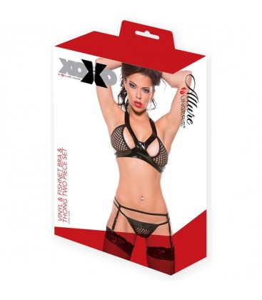 VINYL FISHNET CONJUNTO 3 PIEZAS NEGRO