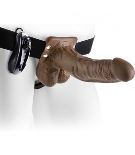 ARNÉS CON PENE VIBRADOR 18 CM MARRÓN