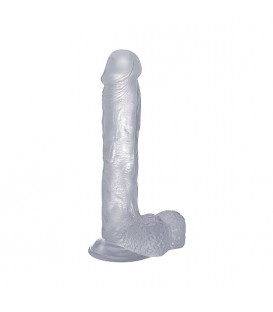 REALROCK PENE REALÍSTICO CON ESCROTO 17 CM - TRANSPARENTE