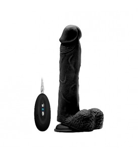 REALROCK PENE VIBRADOR CON ESCROTO 23,5 CM - NEGRO