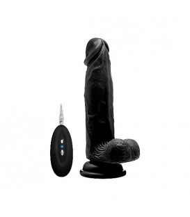 REALROCK PENE VIBRADOR CON ESCROTO 20 CM - NEGRO