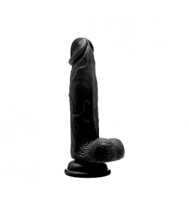 REALROCK PENE REALÍSTICO CON ESCROTO 20 CM - NEGRO