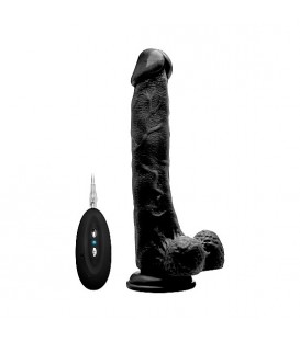 REALROCK PENE VIBRADOR CON ESCROTO 27 CM - NEGRO