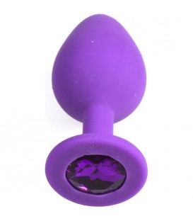 PLUG ANAL SILICONA MORADO M CON PERLA COLOR MORADO