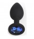 PLUG ANAL SILICONA NEGRO S CON PERLA AZUL