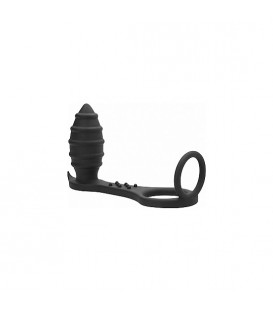 SONO NO. 55 - PLUG CON ANILLO PARA EL PENE SILICONA - NEGRO