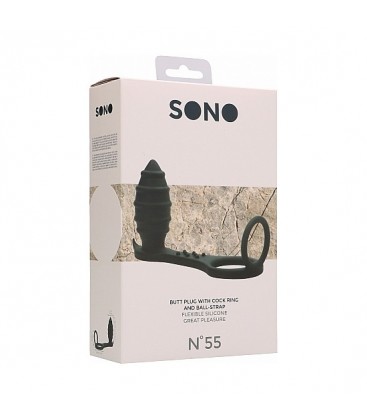 SONO NO 55 PLUG CON ANILLO PARA EL PENE SILICONA NEGRO