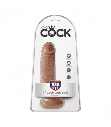 KING COCK PENE REALiSTICO CON TESTiCULOS 18CM MULATO