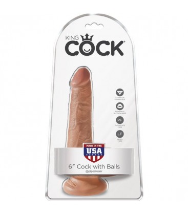 KING COCK PENE REALiSTICO CON TESTiCULOS 15CM MULATO