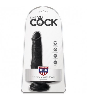 KING COCK PENE REALiSTICO CON TESTiCULOS 15CM NEGRO