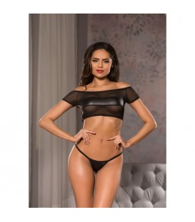 CONJUNTO TOP CON TANGA - NEGRO