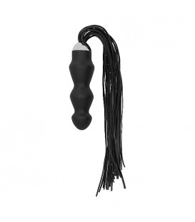 DILDO DE SILICONA REDONDEADO CON COLA 30CM - NEGRO