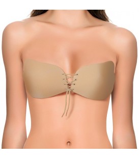 INVISIBLE BRA STRAPLESS LISO AUTOADHESIVO COPA A COLOR BEIGE