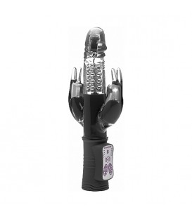 LACI DOBLE CONEJITO VIBRADOR GIRATORIO - NEGRO