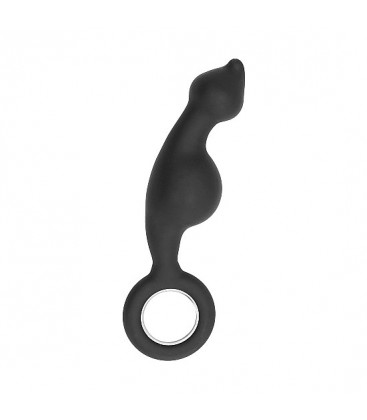 NO 62 DILDO ANAL CON ANILLOS DE METAL NEGRO